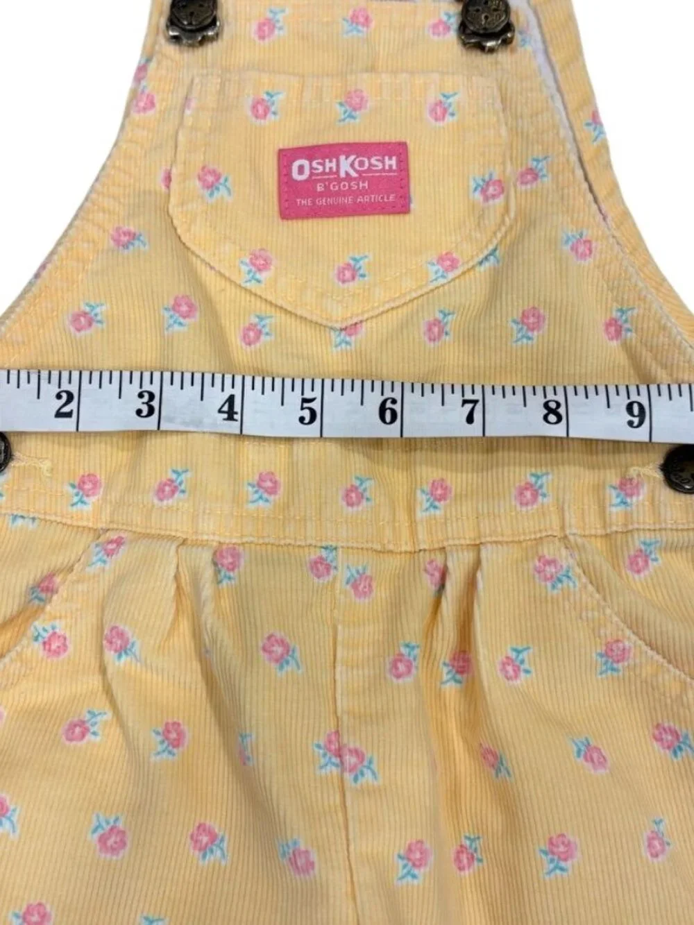 OshKosh Bgosh Yellow Floral Corduroy Overalls For Baby Girl - Size 12M